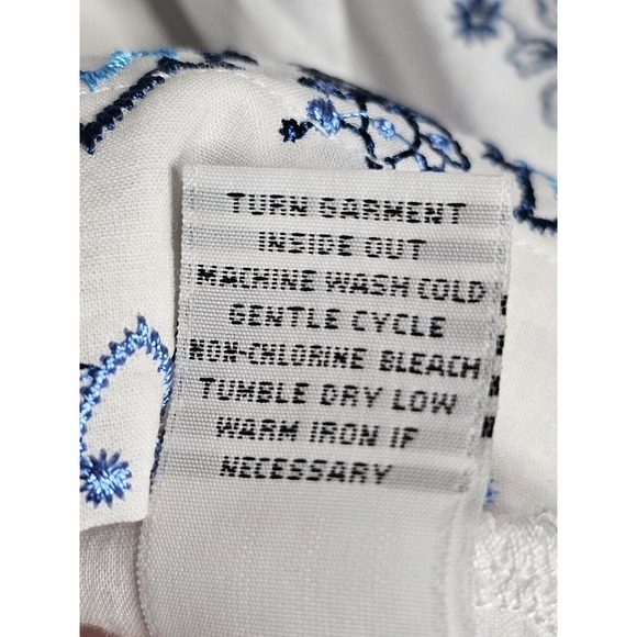 Tasha Polizzi Baja Blues Embroidered White Cotton Blouse Tunic Top Sz Medium - Picture 8 of 12